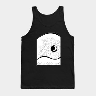 Winter Crescent Moon Landscape Tank Top